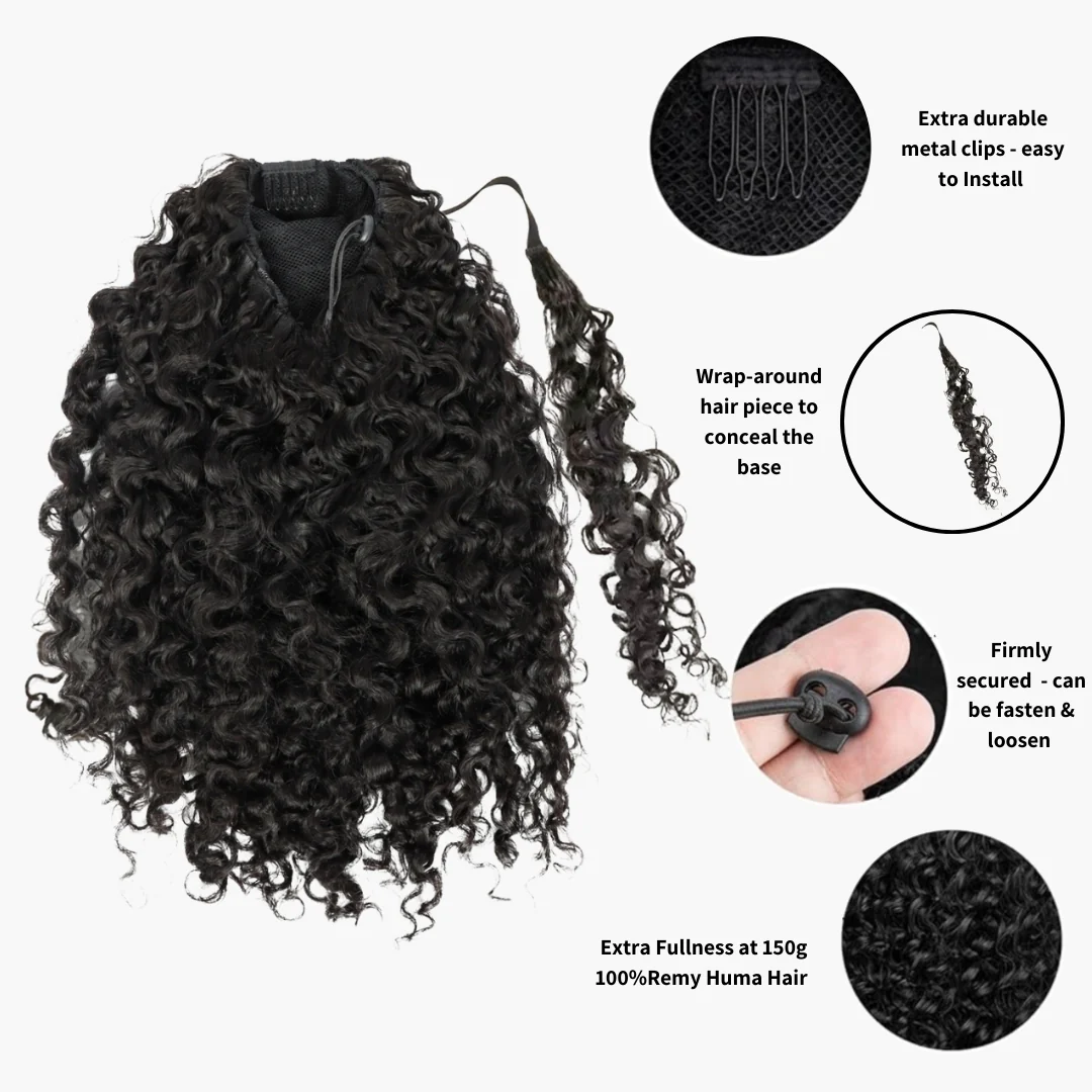 Sambi Off Black Drawstring Ponytail - Image 3