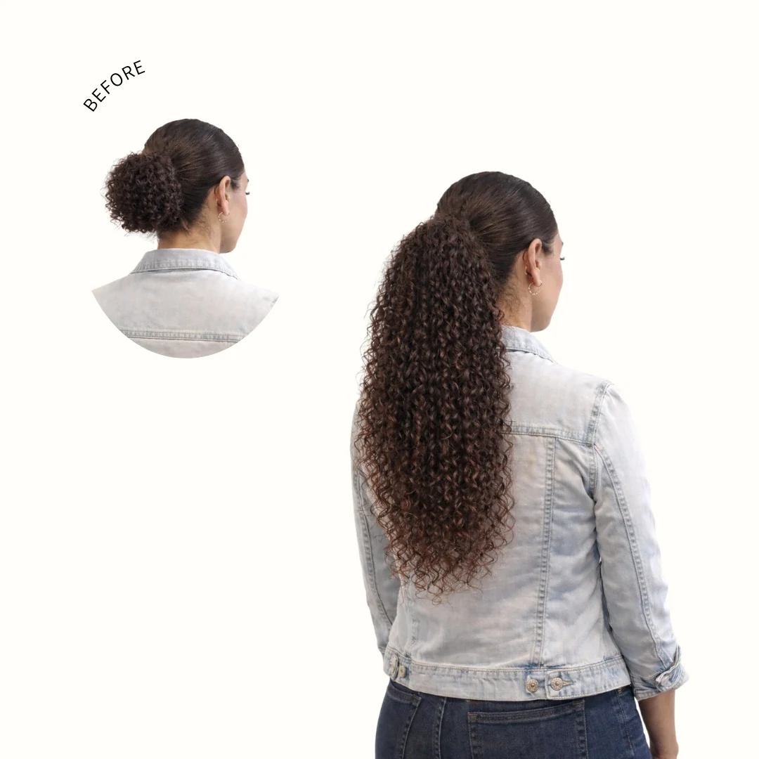 Sambi Mocha Brown Drawstring Ponytail - Image 3