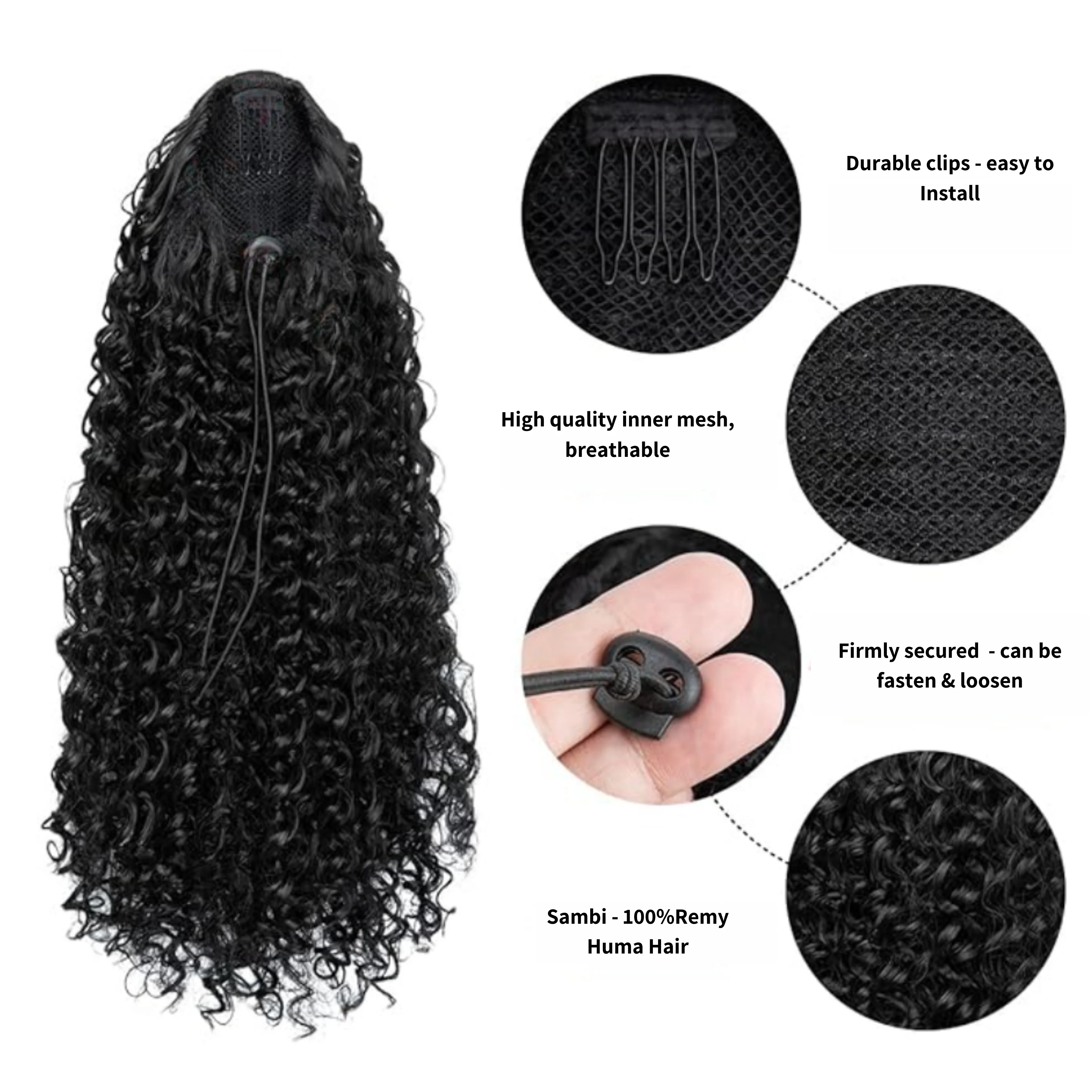 Sambi Off Black Drawstring Ponytail (Final Sale) - Image 3