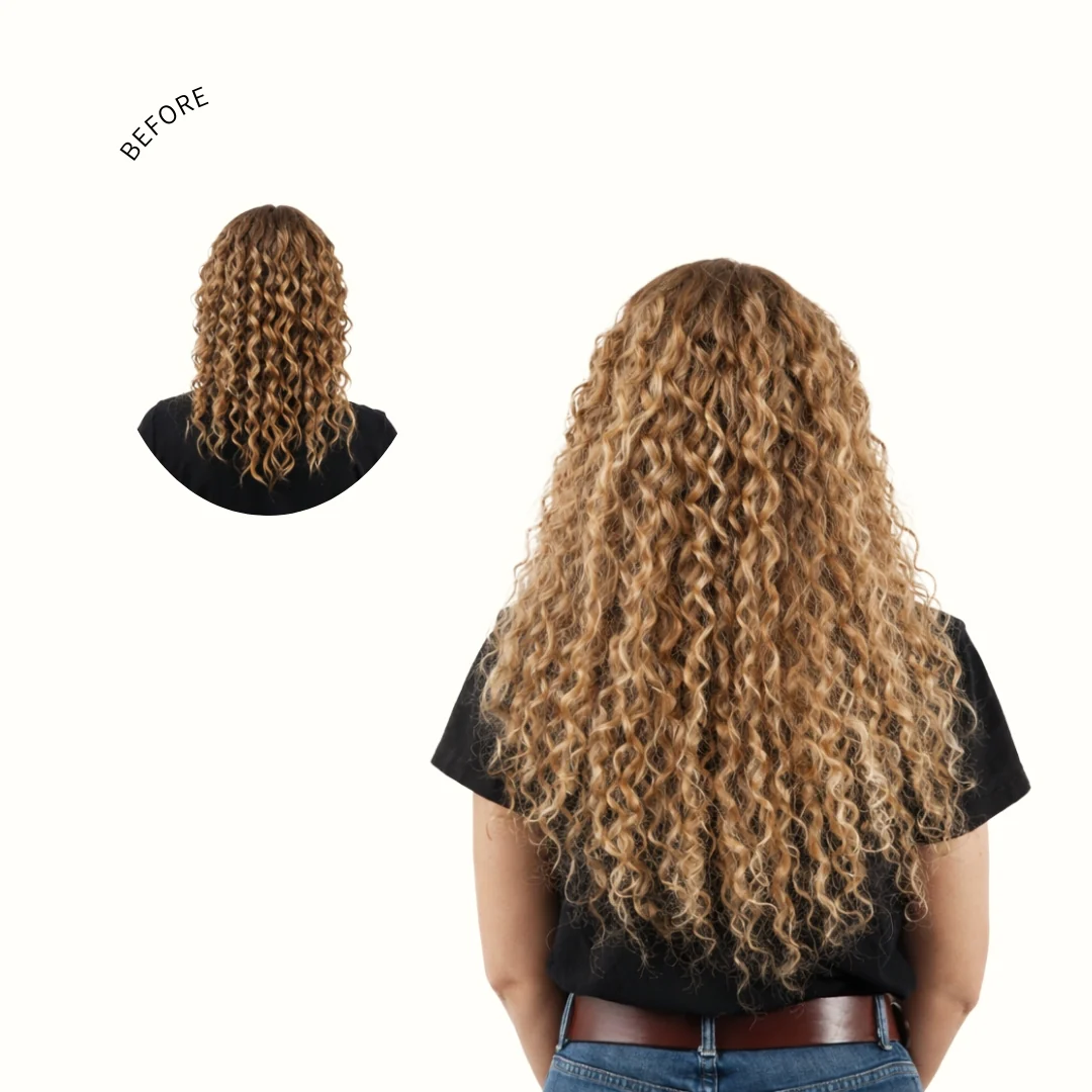 Wavy Curly Ash Golden Blonde Classic Clip-Ins - Image 4