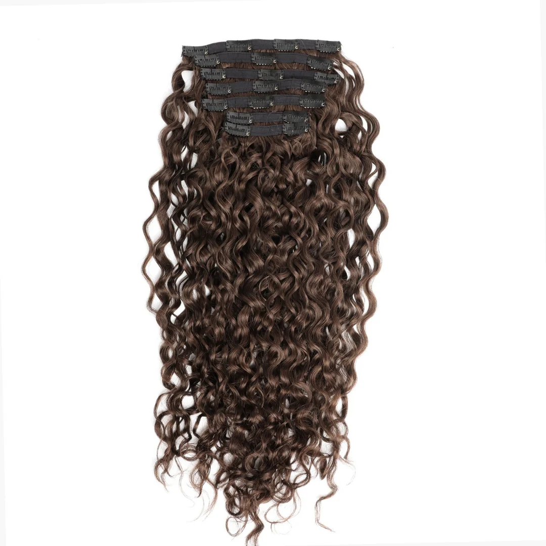 Wavy Curly Mocha Brown Classic Clip-Ins - Image 3