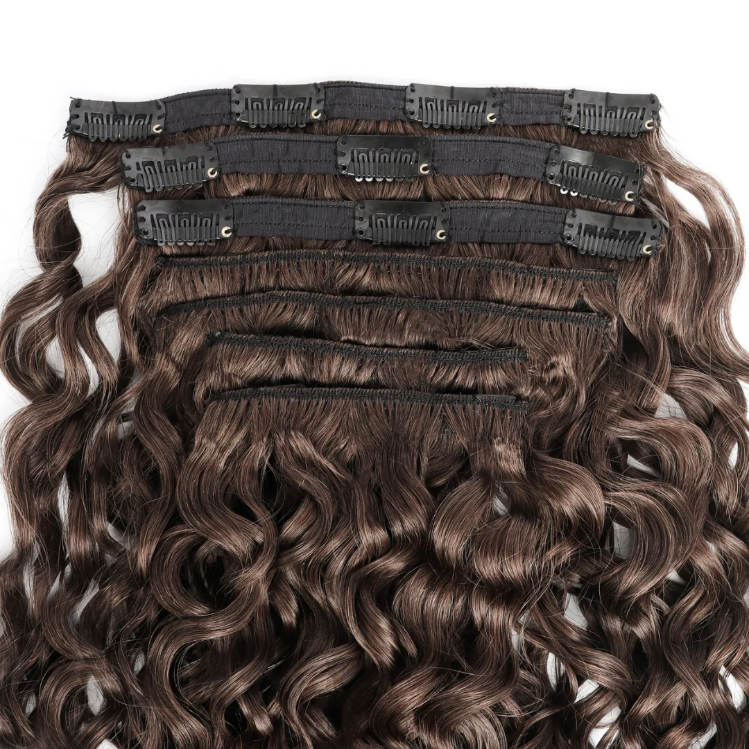 Wavy Curly Mocha Brown Classic Clip-Ins - Image 4