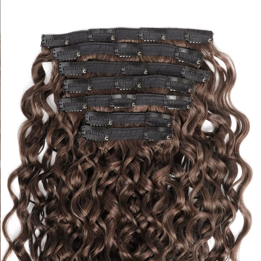 Wavy Curly Mocha Brown Classic Clip-Ins - Image 5